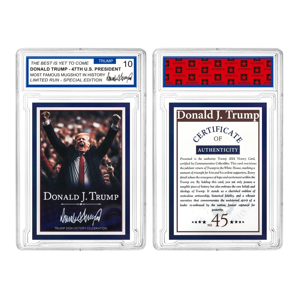 2024 47th US President Donald Trump Victory Cards With Case FIGHT Collectible Card Christmas Souvenir Gifts for Fans Supporters