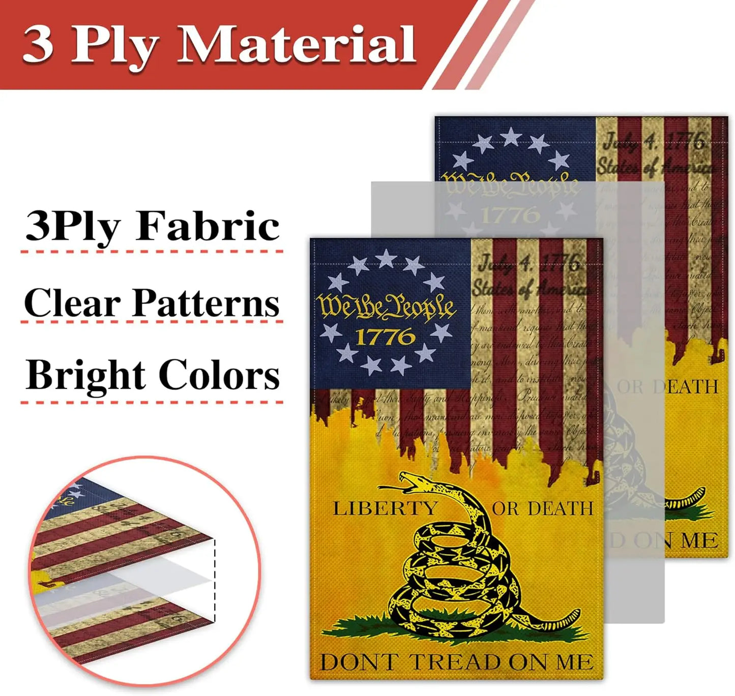 Dont Tread On Me Garden Flag 12x18 Inch Outdoor We The People 1776 Garden Flag Double Sided Retro American Garden Flag for House