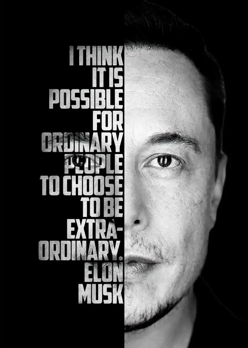 Elon Musk Graffiti Canvas Art - Inspirational Entrepreneur Quote Wall Decor Poster Print