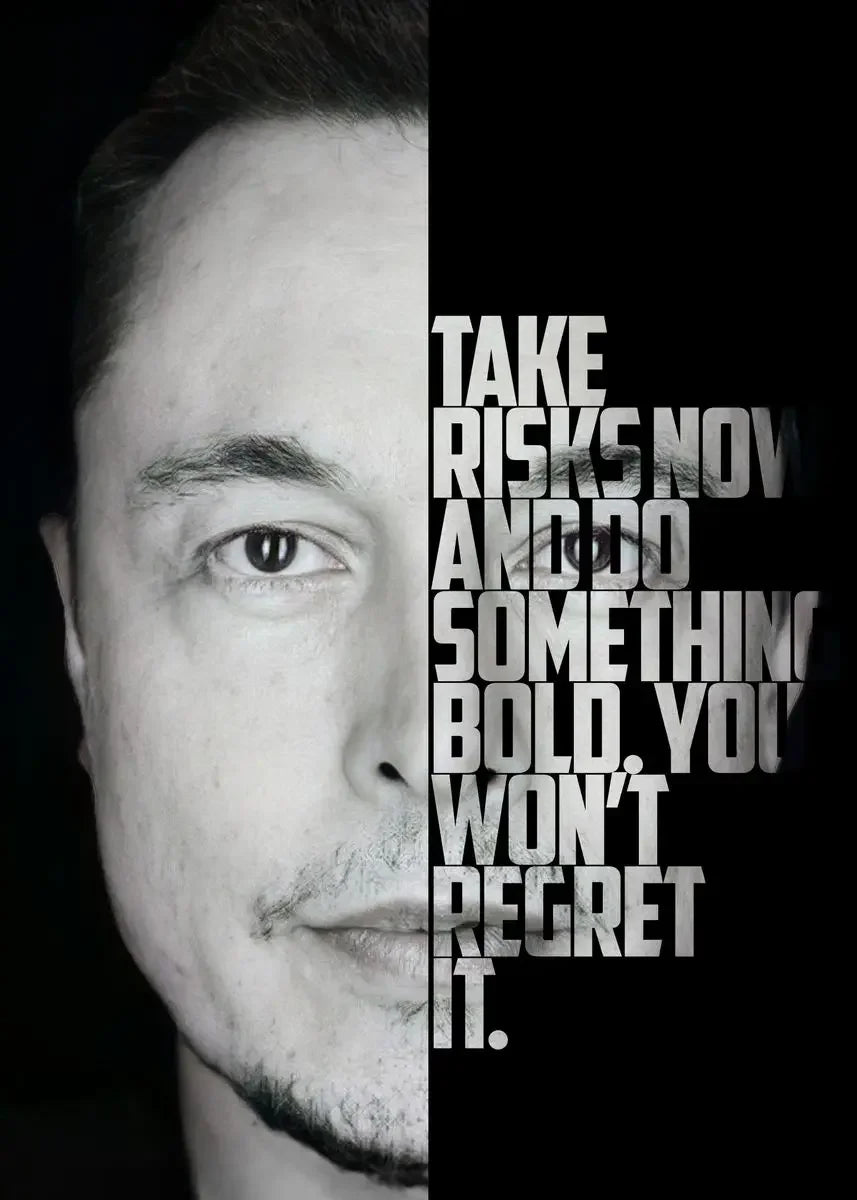 Elon Musk Graffiti Canvas Art - Inspirational Entrepreneur Quote Wall Decor Poster Print