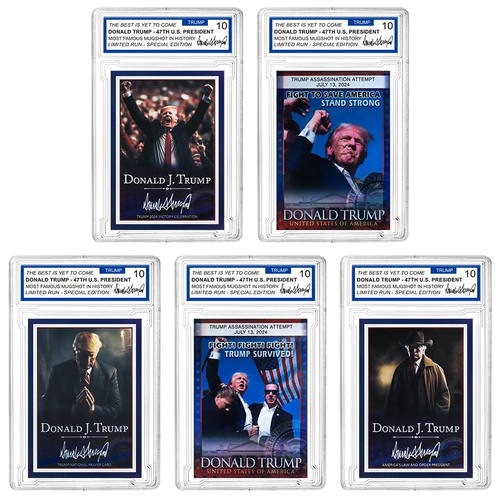 2024 47th US President Donald Trump Victory Cards With Case FIGHT Collectible Card Christmas Souvenir Gifts for Fans Supporters