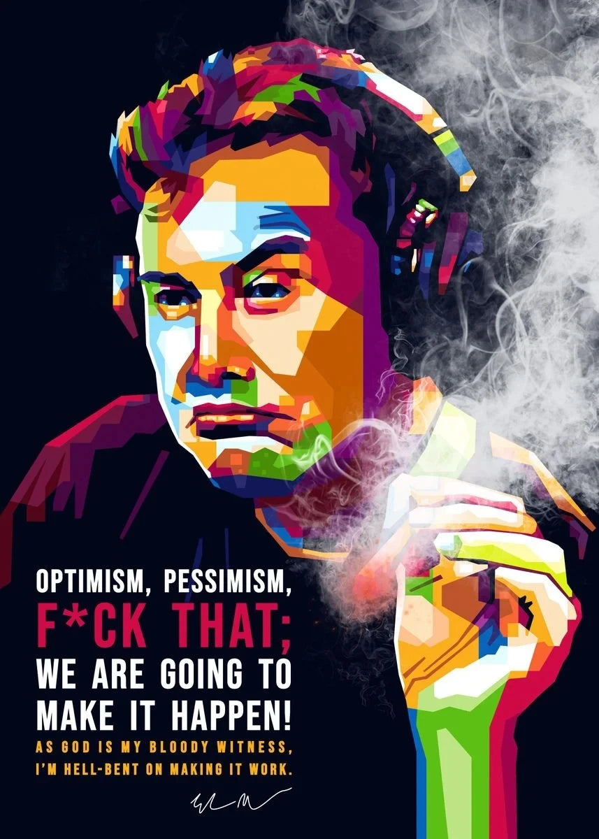 Graffiti Art Elon Musk Smoking Canvas Painting Classic Entrepreneur Inspirational Quote Poster and Print Wall Art Room Decor