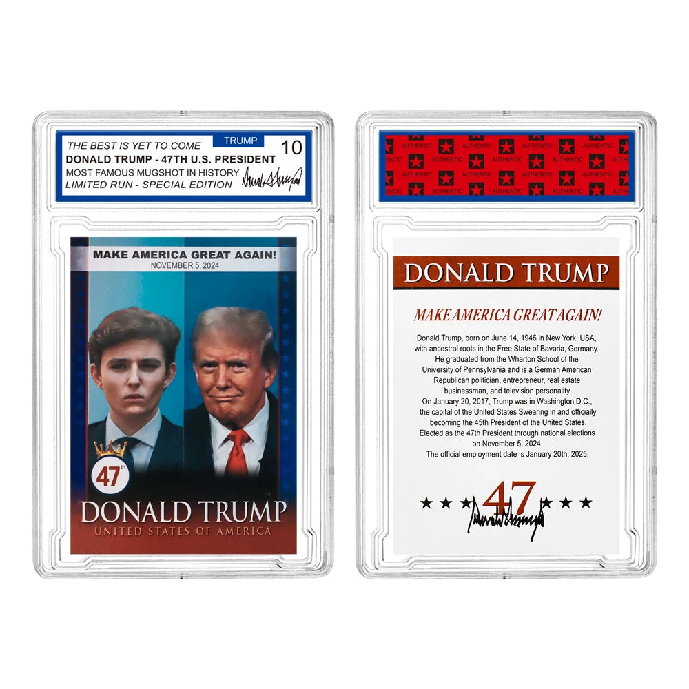 47th US President Donald Trump Vance Elon Musk Melania Barron Collector's Cards MAGA