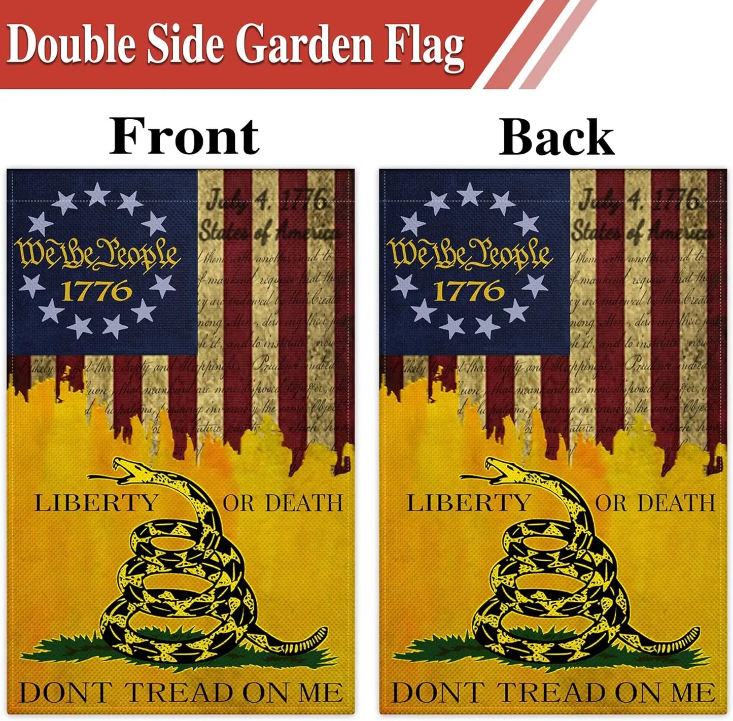 Dont Tread On Me Garden Flag 12x18 Inch Outdoor We The People 1776 Garden Flag Double Sided Retro American Garden Flag for House