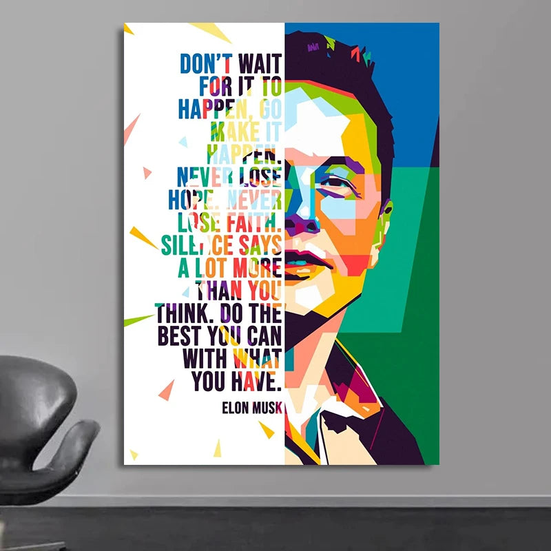 Graffiti Art Elon Musk Smoking Canvas Painting Classic Entrepreneur Inspirational Quote Poster and Print Wall Art Room Decor
