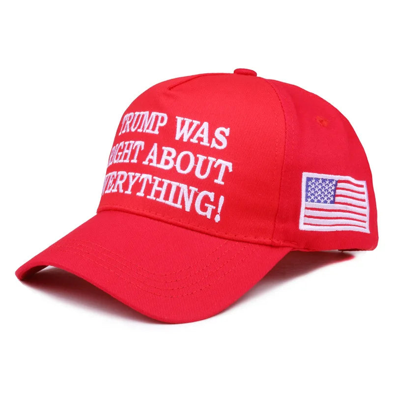 1Pc Large Size Baseball Cap 'Trump Was Right about Everything' Embroidery President Hat USA Wholesale Drop Shipping
