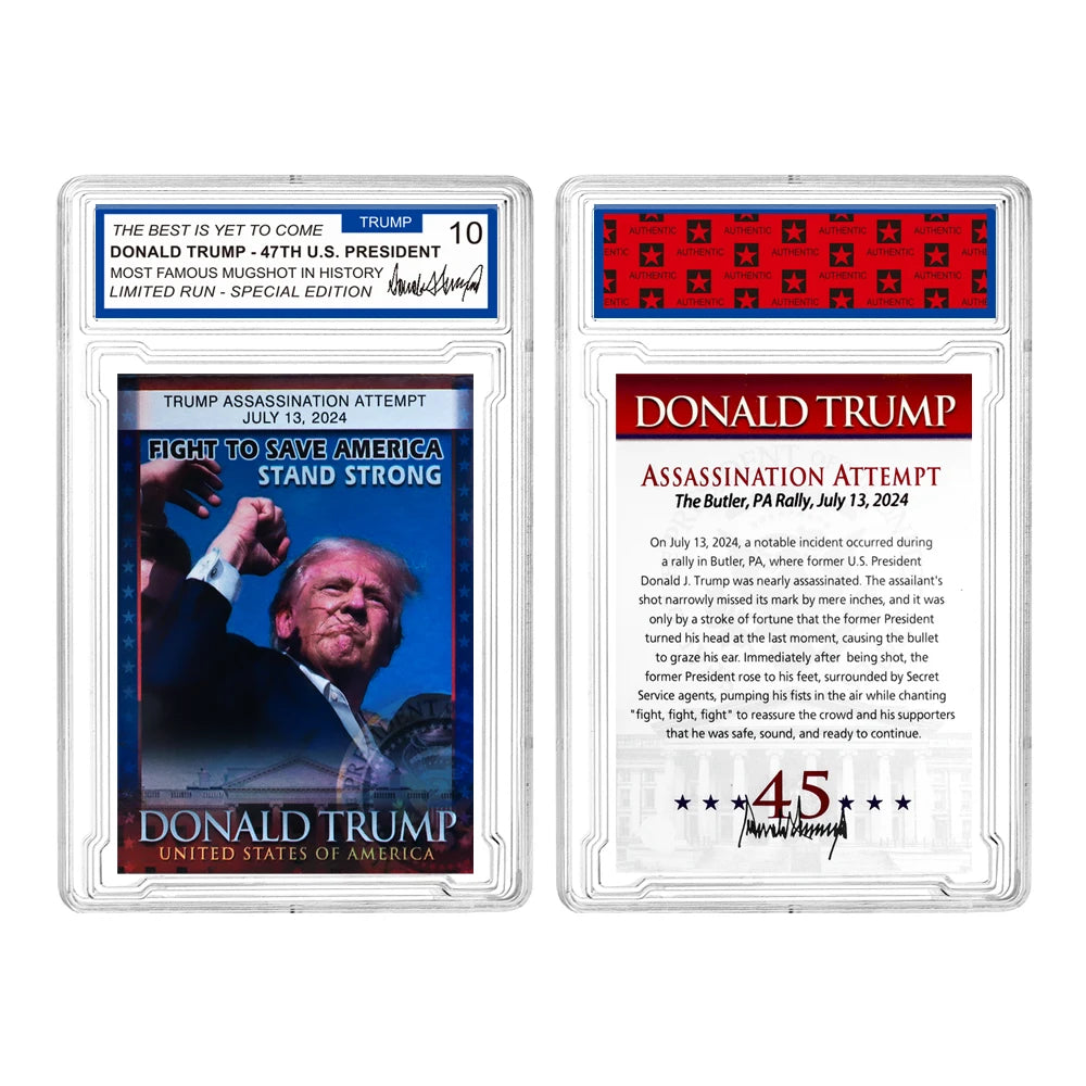 2024 47th US President Donald Trump Victory Cards With Case FIGHT Collectible Card Christmas Souvenir Gifts for Fans Supporters