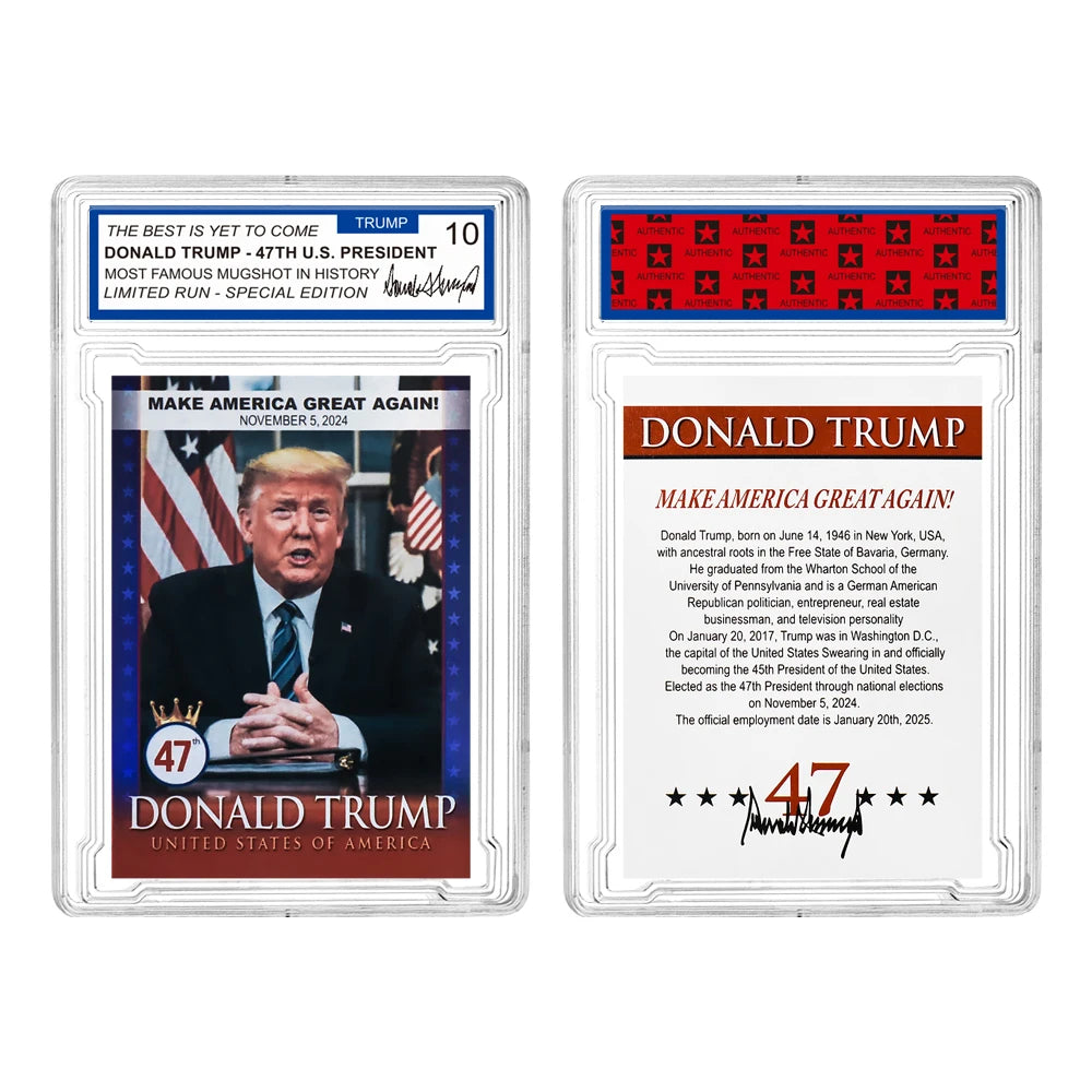 47th US President Donald Trump Vance Elon Musk Melania Barron Collector's Cards MAGA