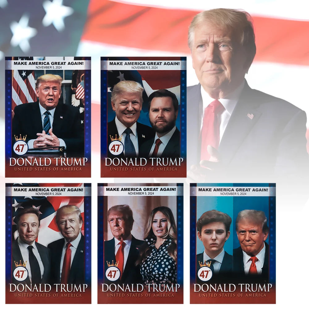 47th US President Donald Trump Vance Elon Musk Melania Barron Collector's Cards MAGA