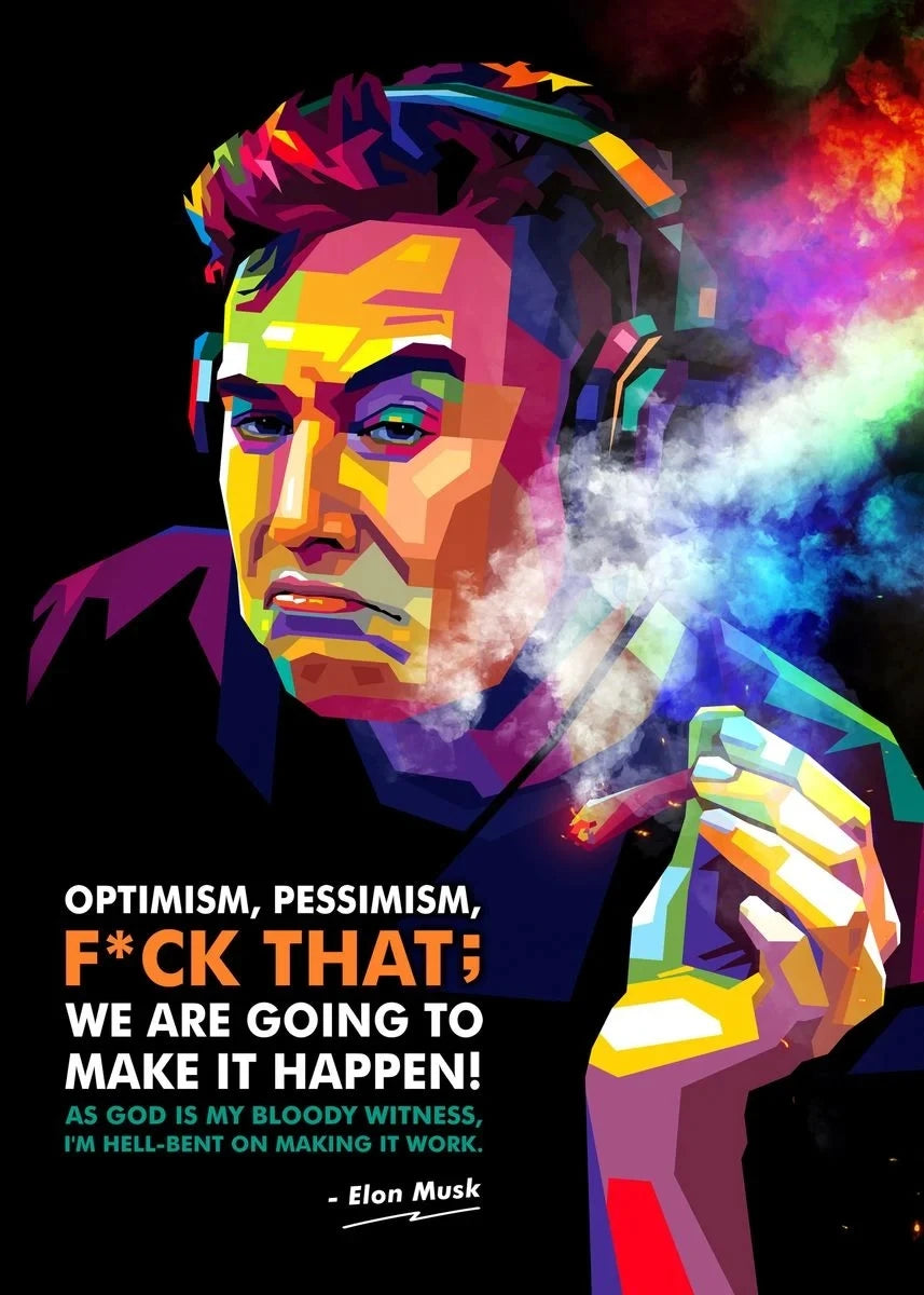 Graffiti Art Elon Musk Smoking Canvas Painting Classic Entrepreneur Inspirational Quote Poster and Print Wall Art Room Decor