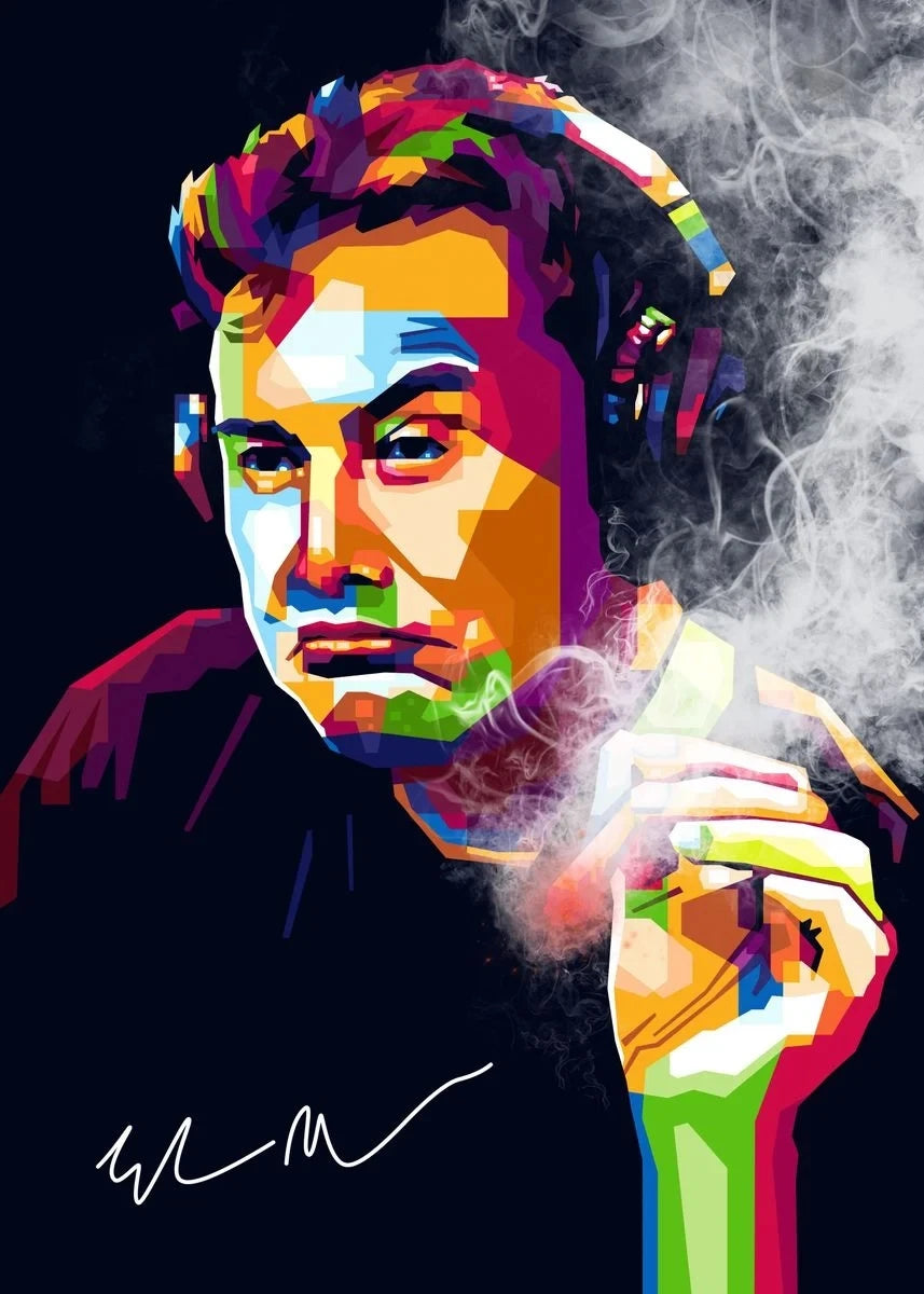 Graffiti Art Elon Musk Smoking Canvas Painting Classic Entrepreneur Inspirational Quote Poster and Print Wall Art Room Decor