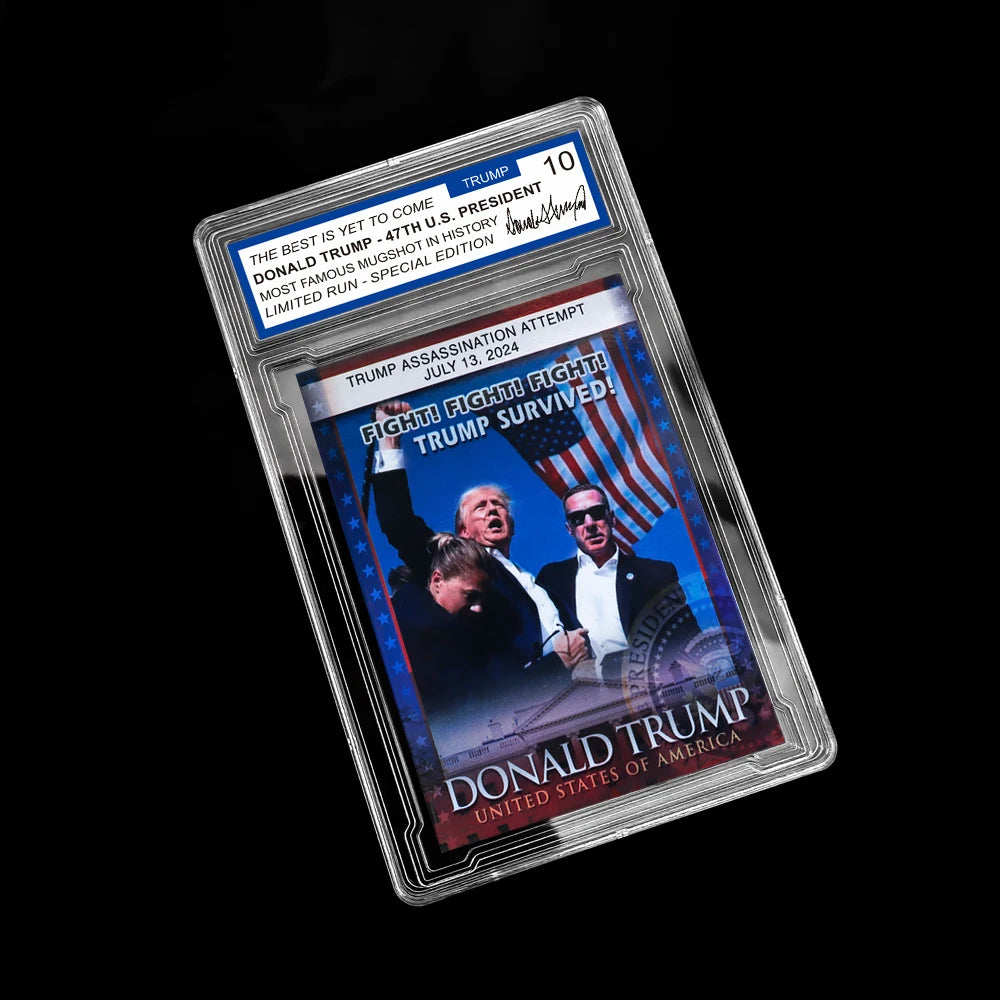 2024 47th US President Donald Trump Victory Cards With Case FIGHT Collectible Card Christmas Souvenir Gifts for Fans Supporters