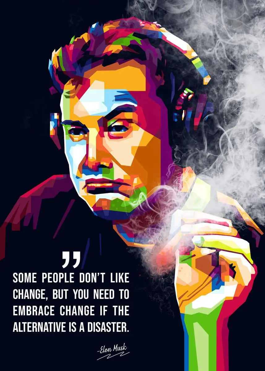 Graffiti Art Elon Musk Smoking Canvas Painting Classic Entrepreneur Inspirational Quote Poster and Print Wall Art Room Decor