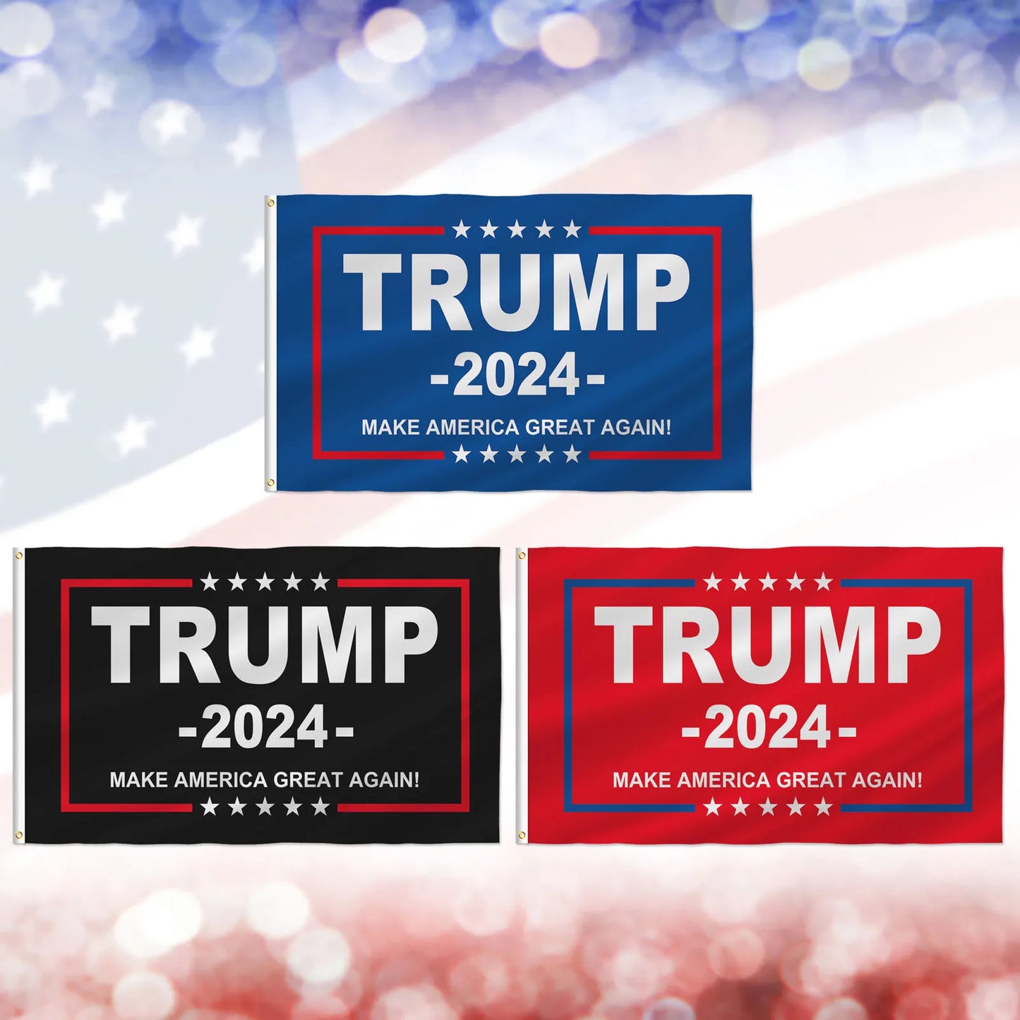 TRUMP 2024 Flag, USA MAGA Donald Trump Make America Great Again Flag, Brass Grommets Indoor Outdoor Decoration Banner