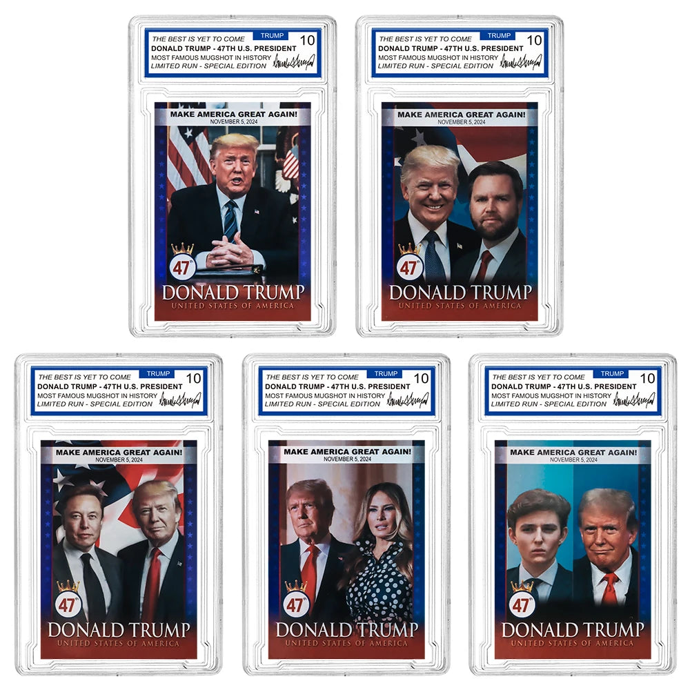 47th US President Donald Trump Vance Elon Musk Melania Barron Collector's Cards MAGA