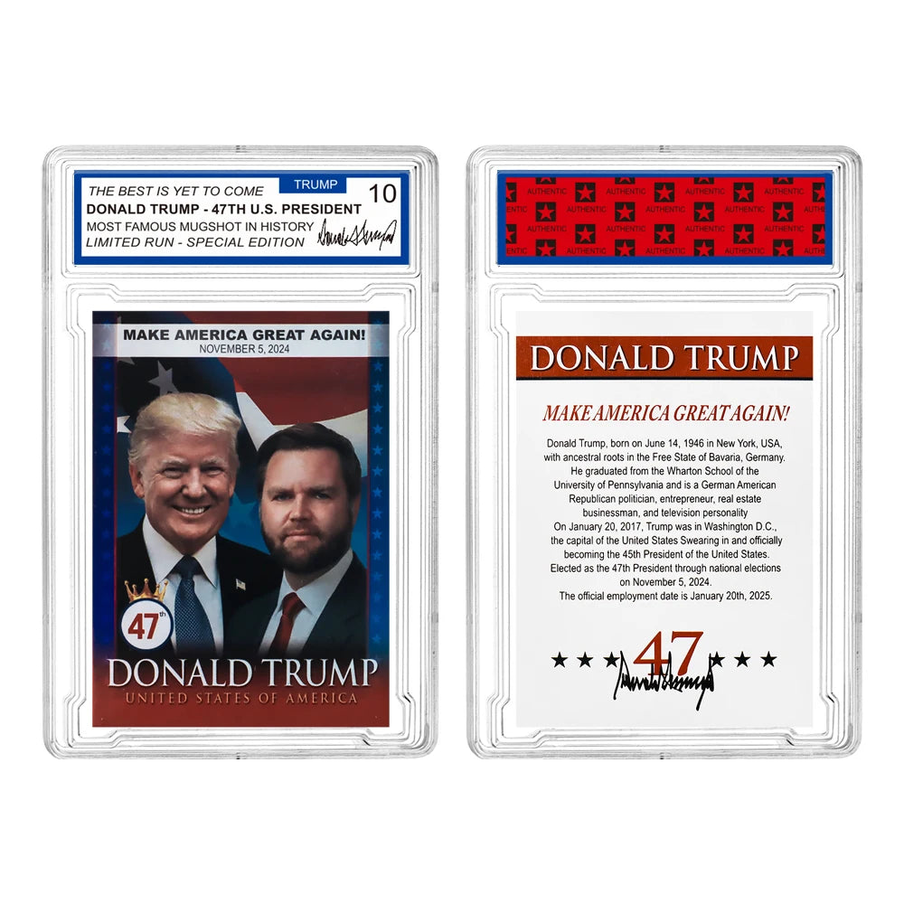 47th US President Donald Trump Vance Elon Musk Melania Barron Collector's Cards MAGA