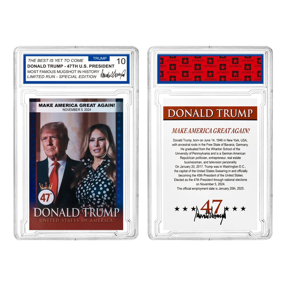 47th US President Donald Trump Vance Elon Musk Melania Barron Collector's Cards MAGA