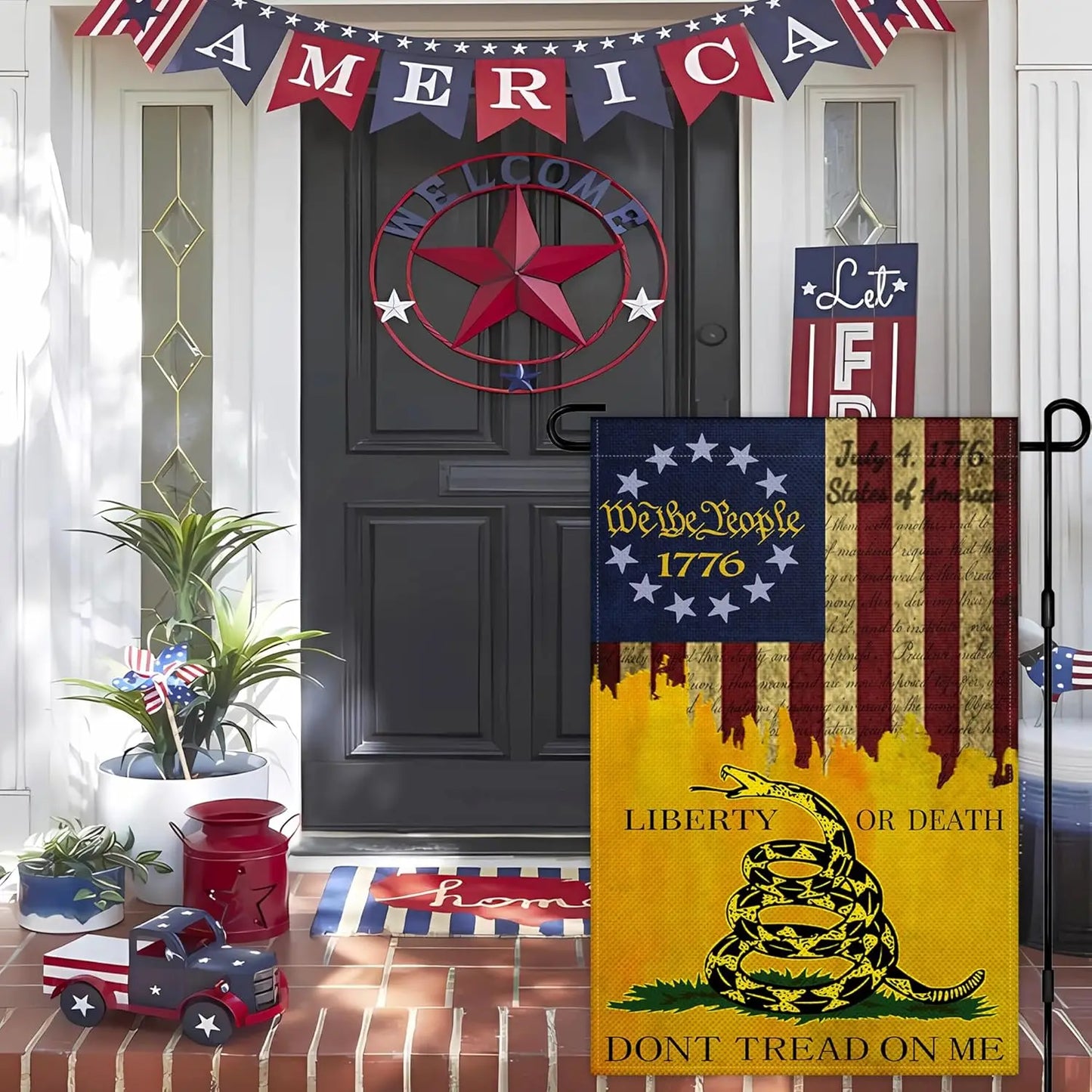 Dont Tread On Me Garden Flag 12x18 Inch Outdoor We The People 1776 Garden Flag Double Sided Retro American Garden Flag for House