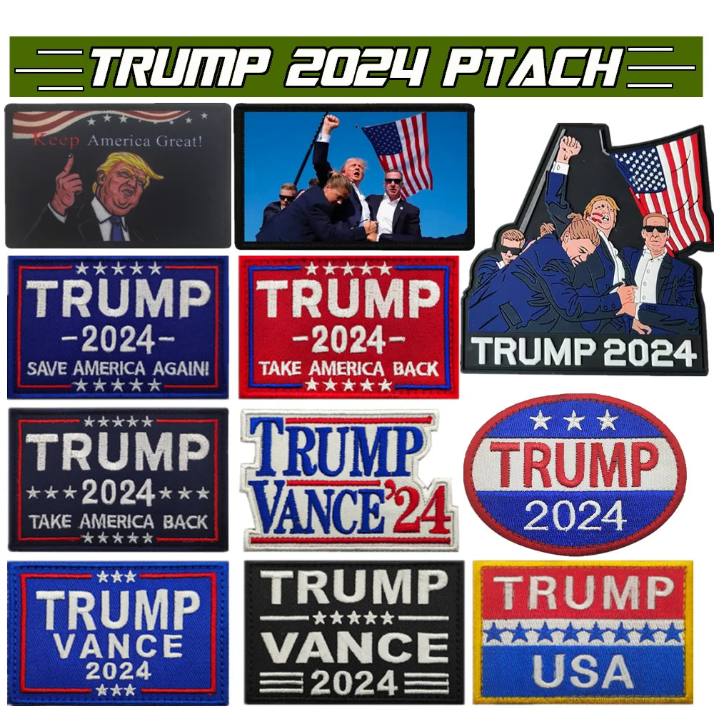 Trump 2024 Fight Latest Make America Great Again VANCE Stars and Stripes Outdoors Hats Clothing Backpack Patches USA election