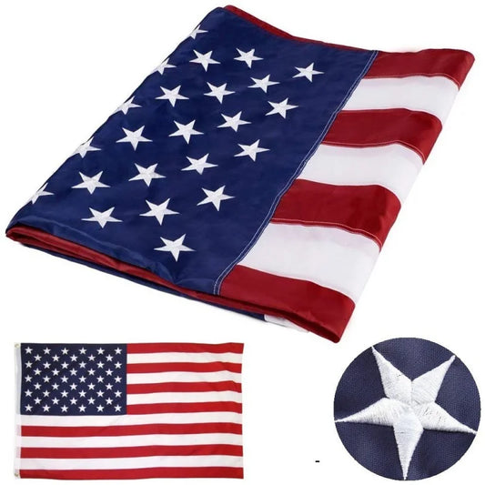 USA Flag US Nylon Embroidered Stars Sewn Stripes Brass Grommets American Flags and Banners