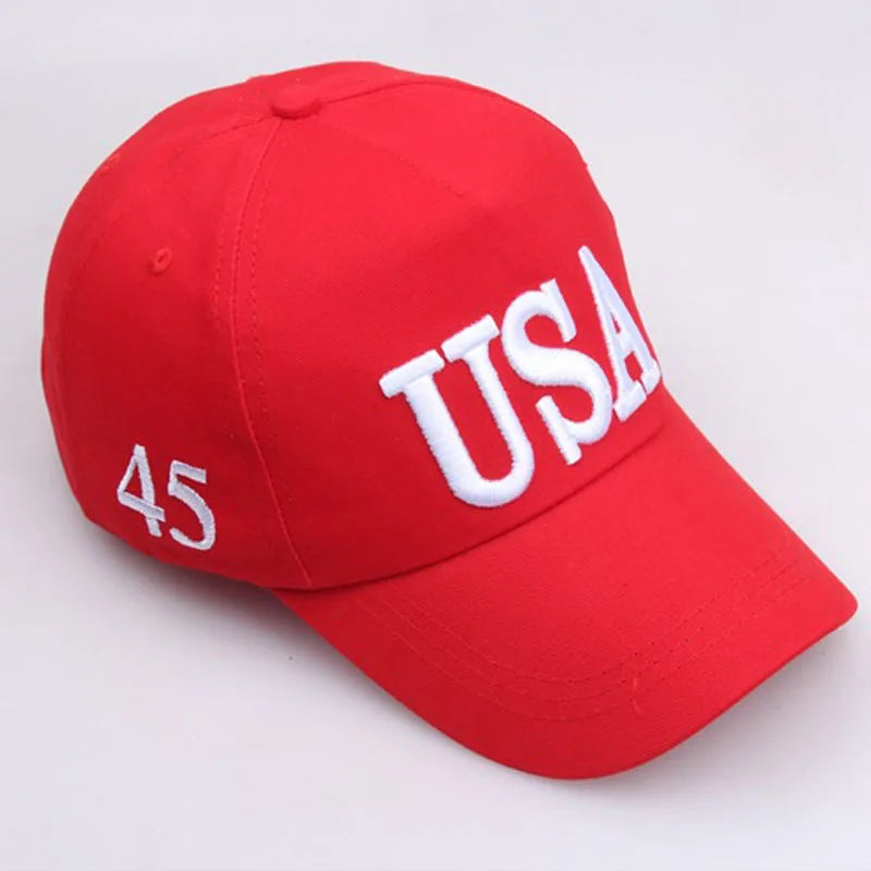 Wholesale President Trump Campaign Baseball Cap USA 45 American Flag 3D Embroidered Snapback Trucker Hat Caps Bone Gorras