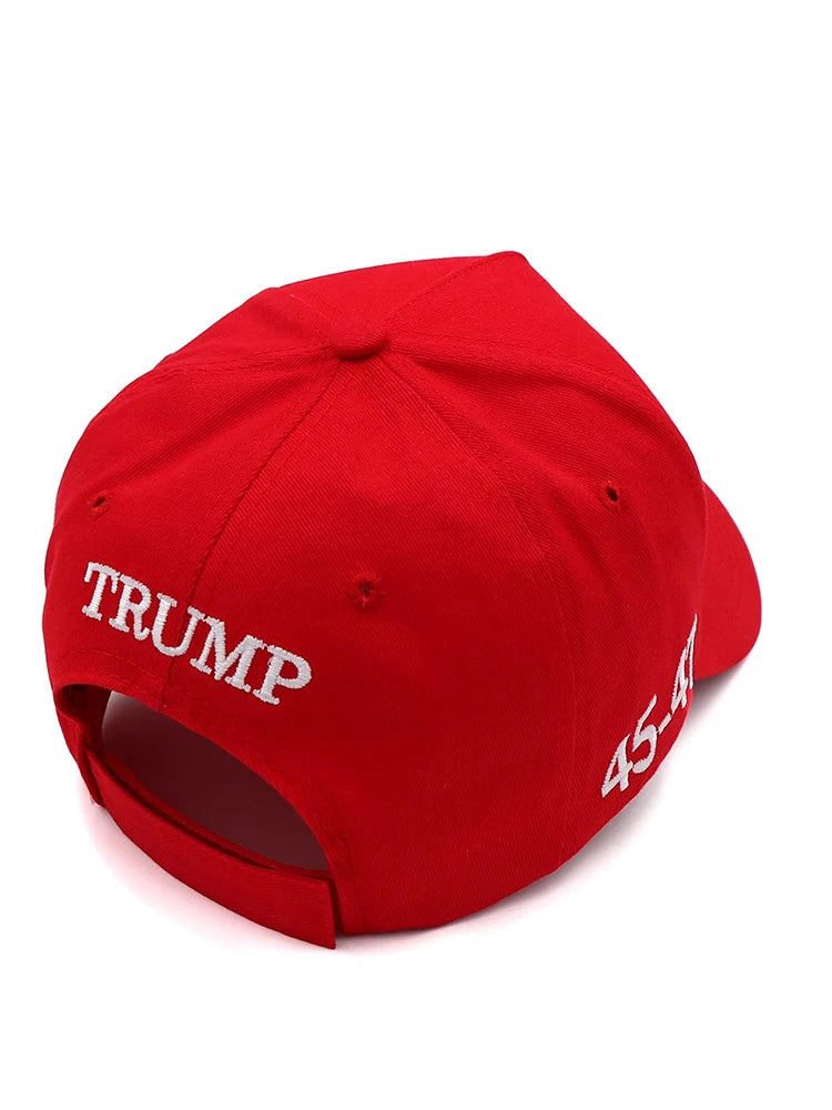 Red White 2024 MAGA Donald Trump Hat 45-47 MAKE AMERICA GREAT AGAIN Slogan Adjustable Embroidered American USA Flag Baseball Cap