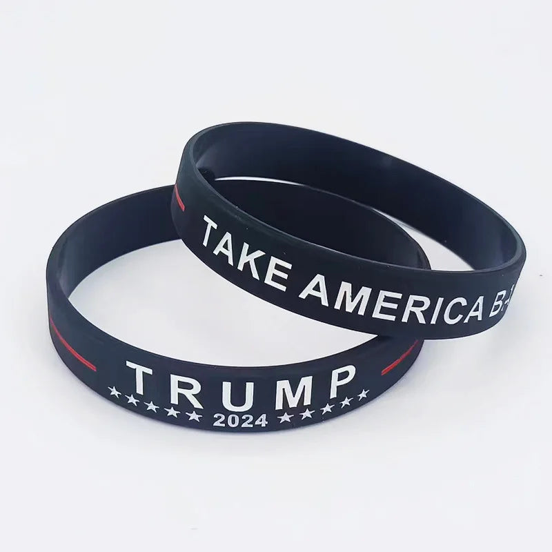 6pc 2024 US Silicone Bracelets Supporters Election Motivation Men and Women Wristbands Patriotic Inspirational GOP Bracelets