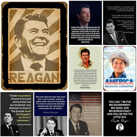 USA President Reagan Metal Tin Signs Wall Poster Plaque Sign Vintage Iron Painting Decoration for Home Cafe Living Room Club Bar