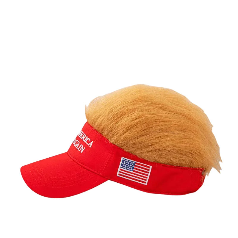 Trump Synthetic Hat with Hair,Donald Trump Make America Great Again Wig Hat Embroidered Ultra Adjustable MAGA Baseball Cap