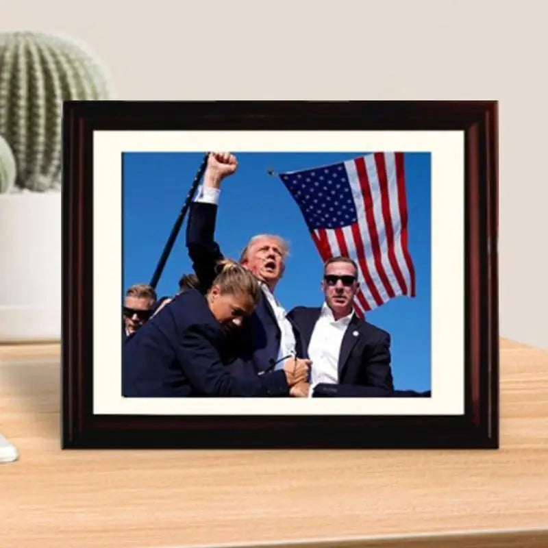 Donald Trump 2024 Rally Shooting Celebrity Photo Frame Election Decoration Picture Frame For USA Vote Trum Supporter