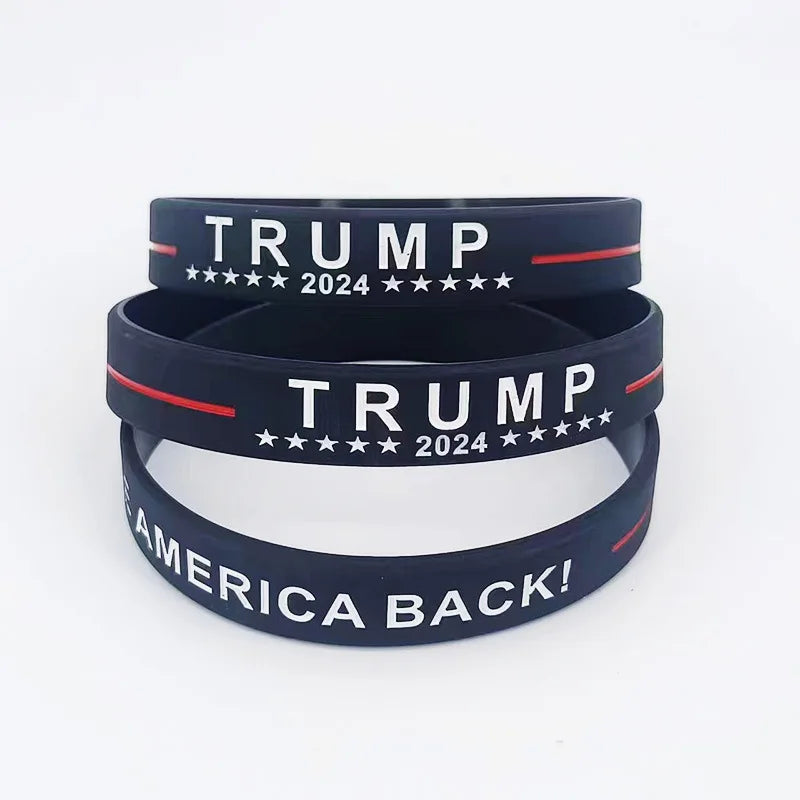 6pc 2024 US Silicone Bracelets Supporters Election Motivation Men and Women Wristbands Patriotic Inspirational GOP Bracelets