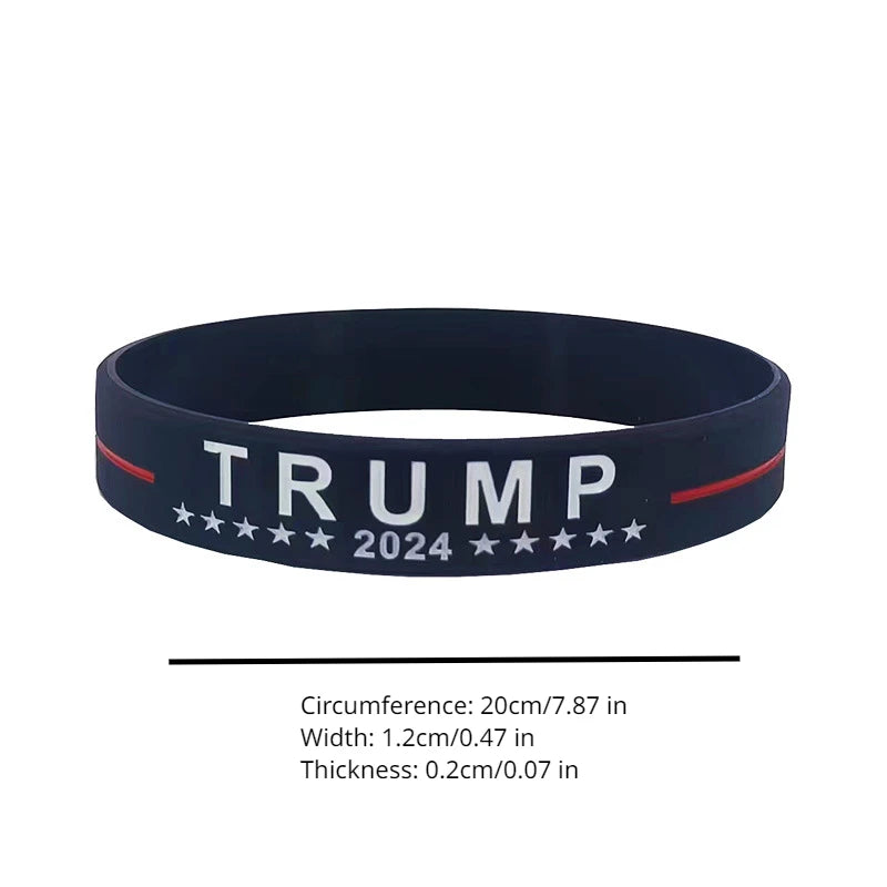 6pc 2024 US Silicone Bracelets Supporters Election Motivation Men and Women Wristbands Patriotic Inspirational GOP Bracelets