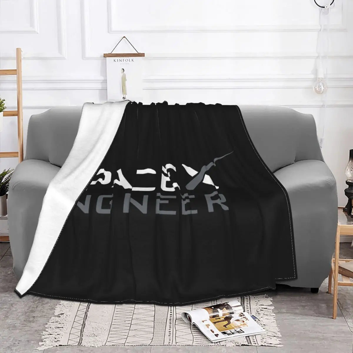 Spacex Elon Musk Engineer T Black Cotton 2020 Fashionable Brand Cotton Printed Roundt Throw Blanket