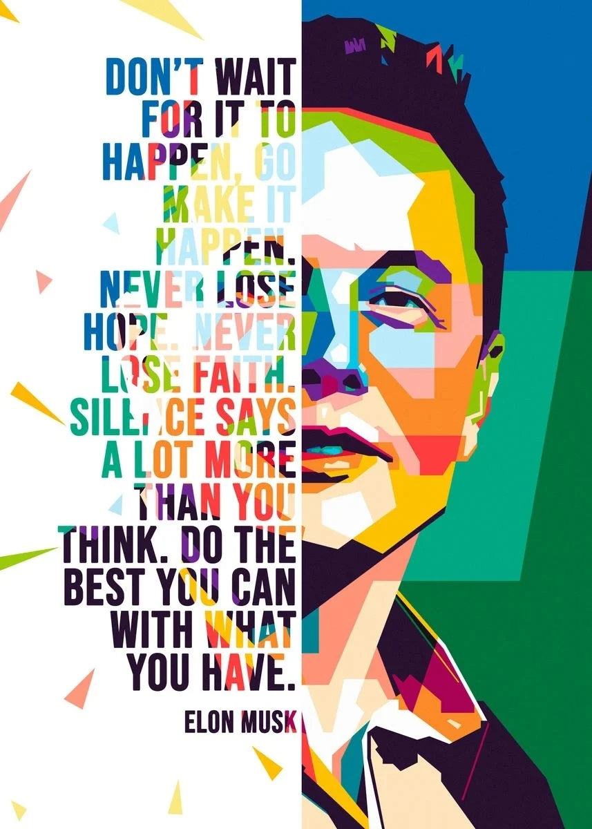 Graffiti Art Elon Musk Smoking Canvas Painting Classic Entrepreneur  Inspirational Quote Poster and Print Wall Art Room Decor