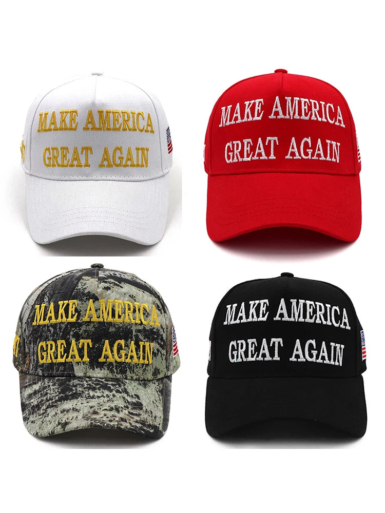 Red White 2024 MAGA Donald Trump Hat 45-47 MAKE AMERICA GREAT AGAIN Slogan Adjustable Embroidered American USA Flag Baseball Cap