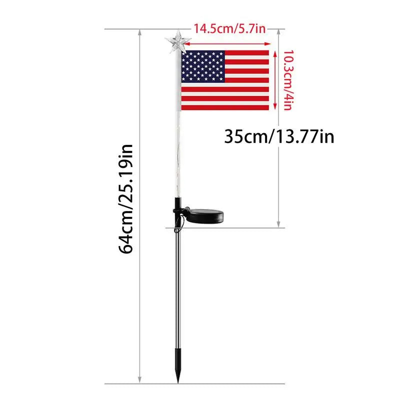 USA Flag Solar Garden Stake Lights Led Solar Flag Stake Lamp Waterproof Patriotic Lawn Light Led Solar Independence Day