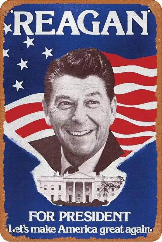 Ronald Reagan Vintage Metal Tin Sign 12X8 Inch Poster Cafe Bar Office Art Wall Decoration