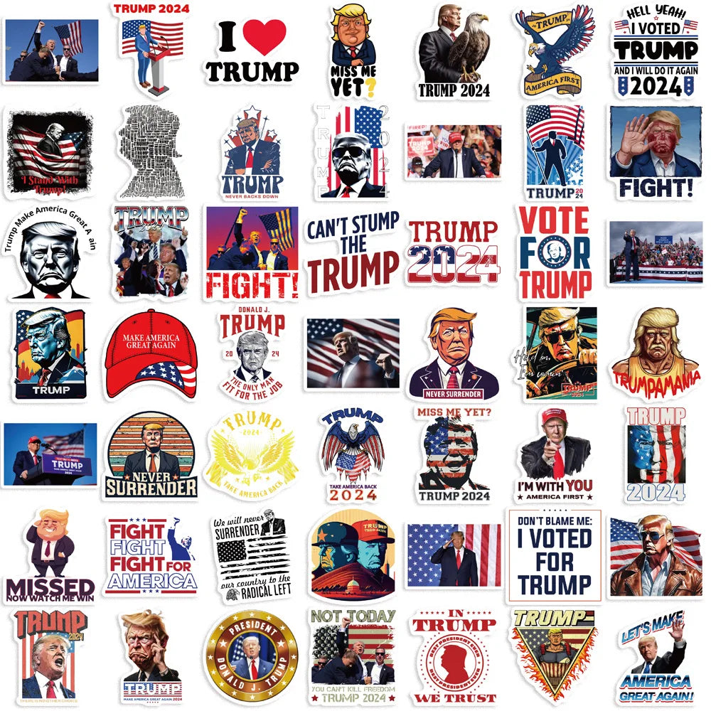 50pcs Trump Stickers Make America Great Again Graffiti Stickers DIY Phone Guitar Laptop Suitcase Waterproof Sticker