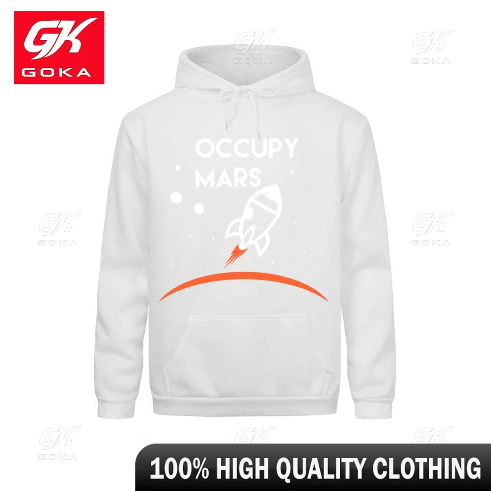 Occupy Mars Sportswear Male Rocket Sweatshirt Men'space Planet Tourism Elon Musk Coats Pocket Hoodie Long Sleeve Clothes Unisex