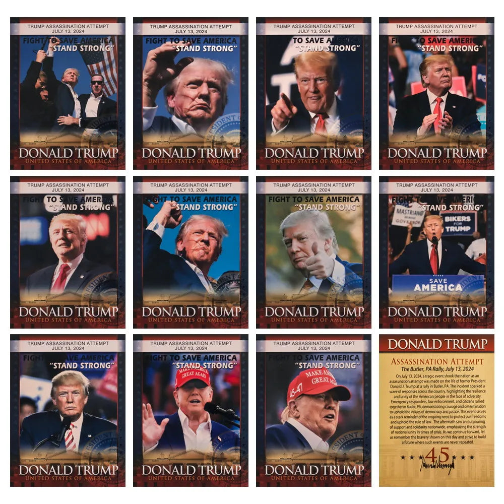 11 pcs 2024 Trump Gold Trading Cards USA Save America Again In Golden Envelope Collectors Item