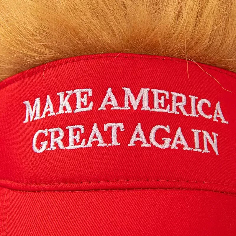 Trump Synthetic Hat with Hair,Donald Trump Make America Great Again Wig Hat Embroidered Ultra Adjustable MAGA Baseball Cap