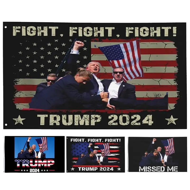 Trump Flag 2024 Shootings Flag 3x5ft Fight Fight Fight Keep America Great Donalds Trump For President USA Garden Decor Flag