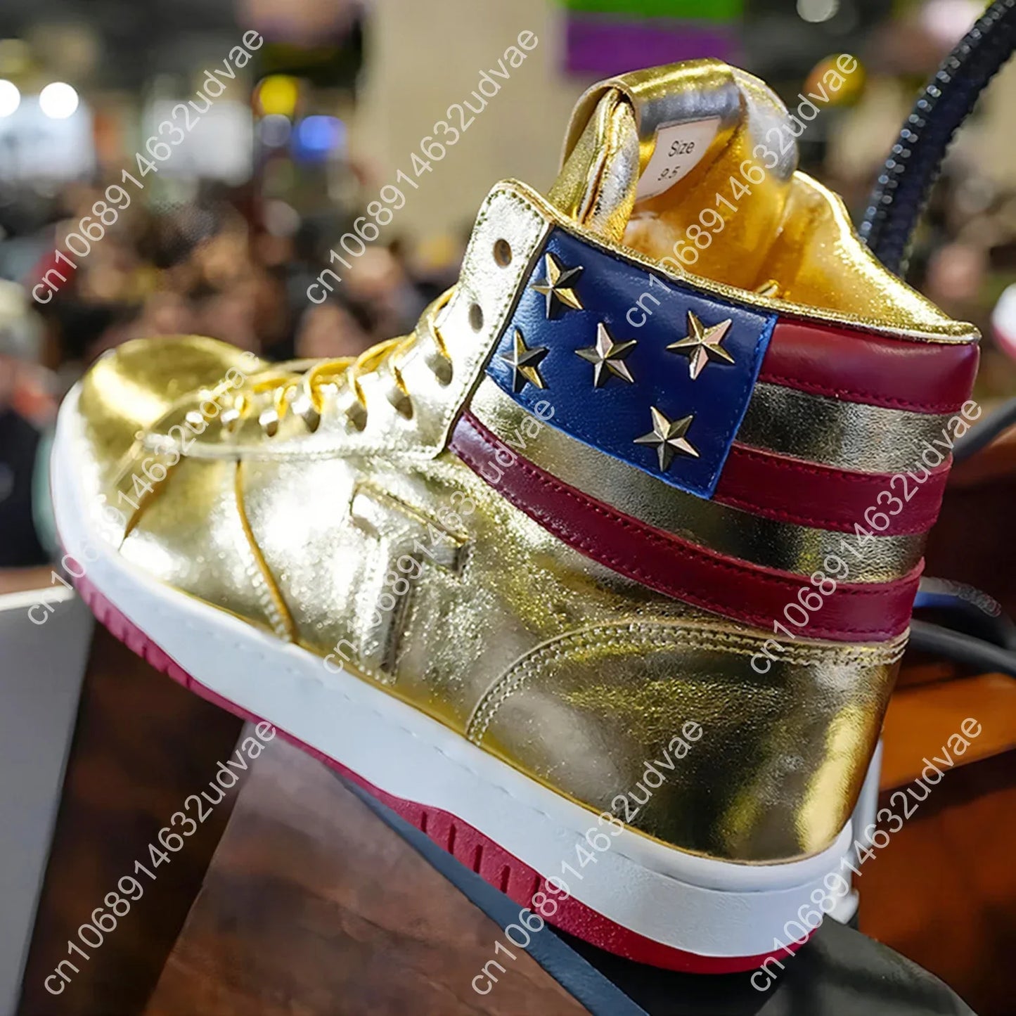 2024 MAGA Trump Sneakers Never Surrender Donald Distressed High Top Gold Sneakers Gym Shoes Women's Casual Boots Road Sneakers