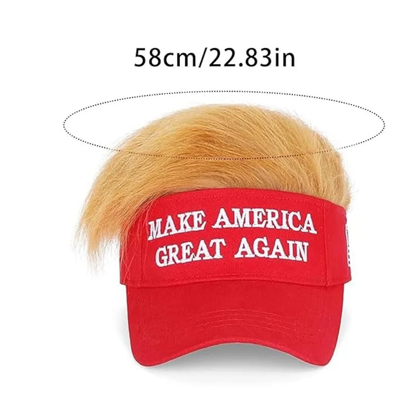 Trump Synthetic Hat with Hair,Donald Trump Make America Great Again Wig Hat Embroidered Ultra Adjustable MAGA Baseball Cap