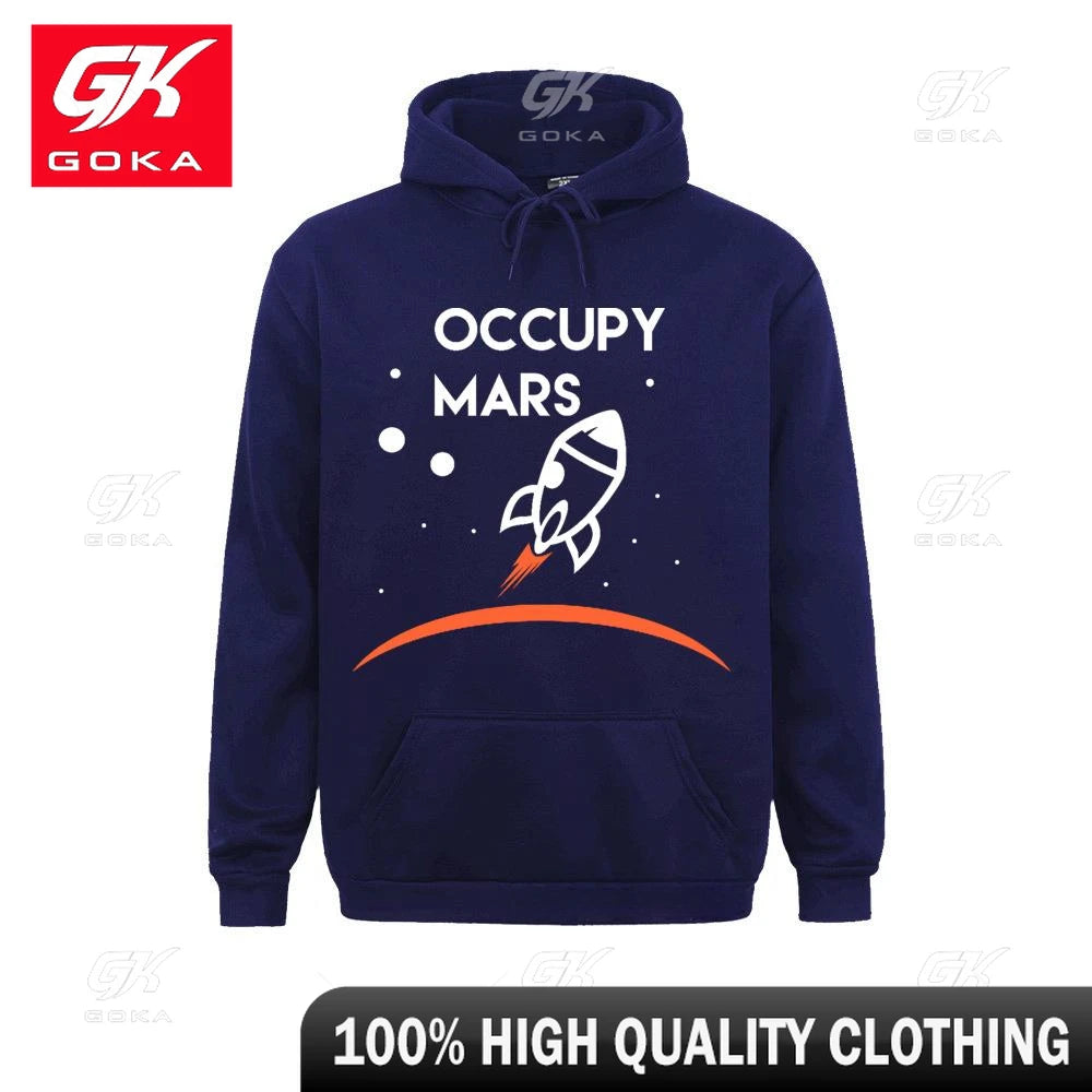 Occupy Mars Sportswear Male Rocket Sweatshirt Men'space Planet Tourism Elon Musk Coats Pocket Hoodie Long Sleeve Clothes Unisex