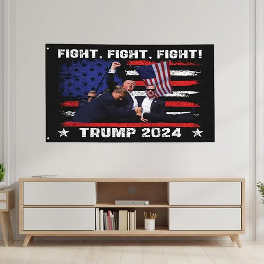 2024 US President Donald Trumps Assassination Trump 2024 Flag Fight Fight Fight Trump Flag For USA President Missed Me Flag