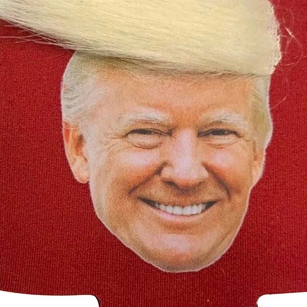 Trump Funny Hair Beer Can Cooler Flexibility Cup Holder for Cans Bottles Pint Glasses Coffee for Friends