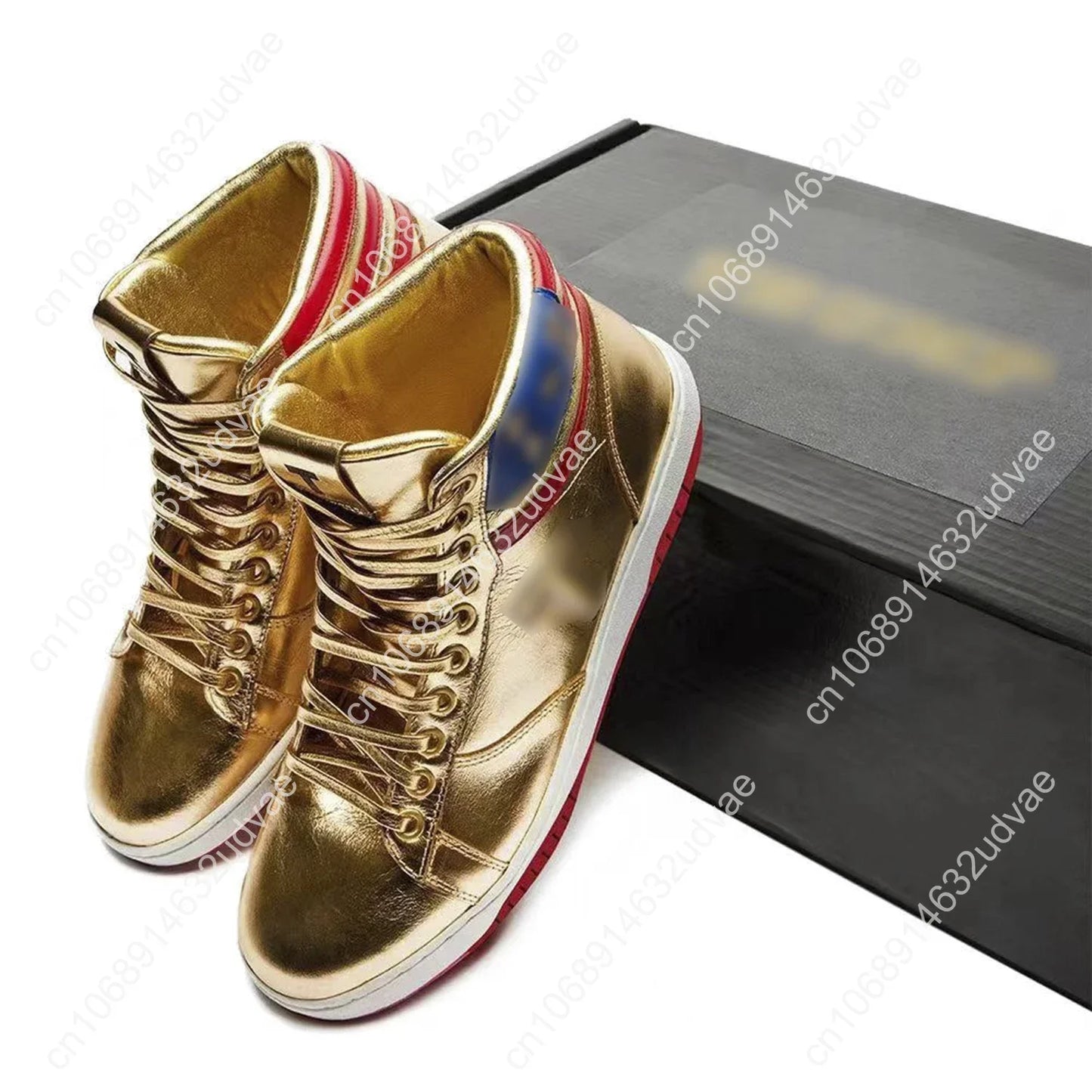 2024 MAGA Trump Sneakers Never Surrender Donald Distressed High Top Gold Sneakers Gym Shoes Women's Casual Boots Road Sneakers