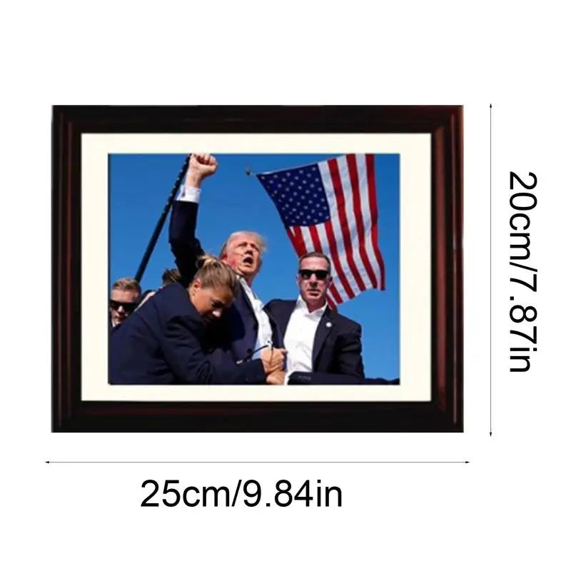 Donald Trump 2024 Rally Shooting Celebrity Photo Frame Election Decoration Picture Frame For USA Vote Trum Supporter