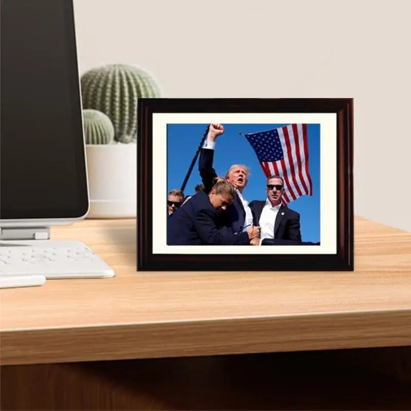 Donald Trump 2024 Rally Shooting Celebrity Photo Frame Election Decoration Picture Frame For USA Vote Trum Supporter